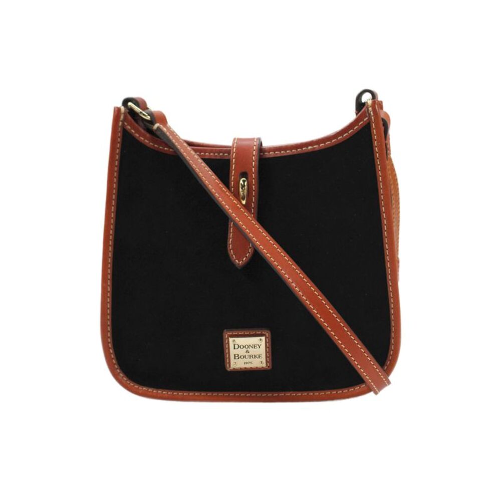 Dooney & Bourke Womens Single Strap Suede Small Messenger Handbag Black Brown